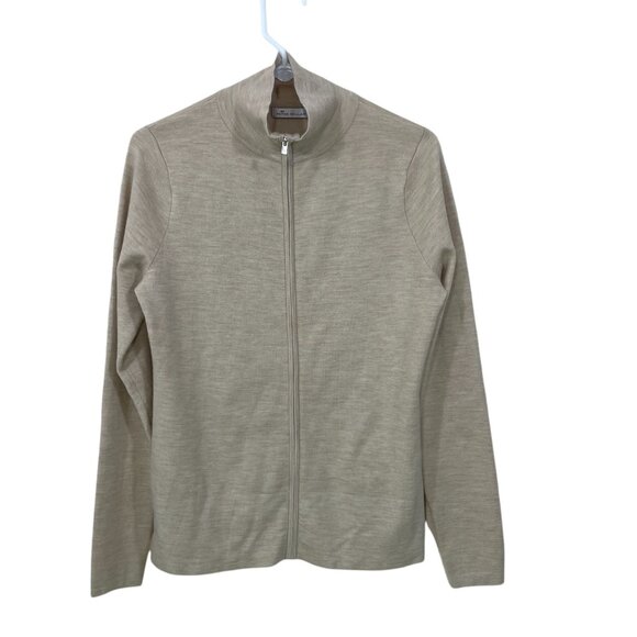 Peter Millar Men's M 70% Cashmere‎ Zip Up Cardigan Sweater Beige Preppy READ! - Picture 1 of 8